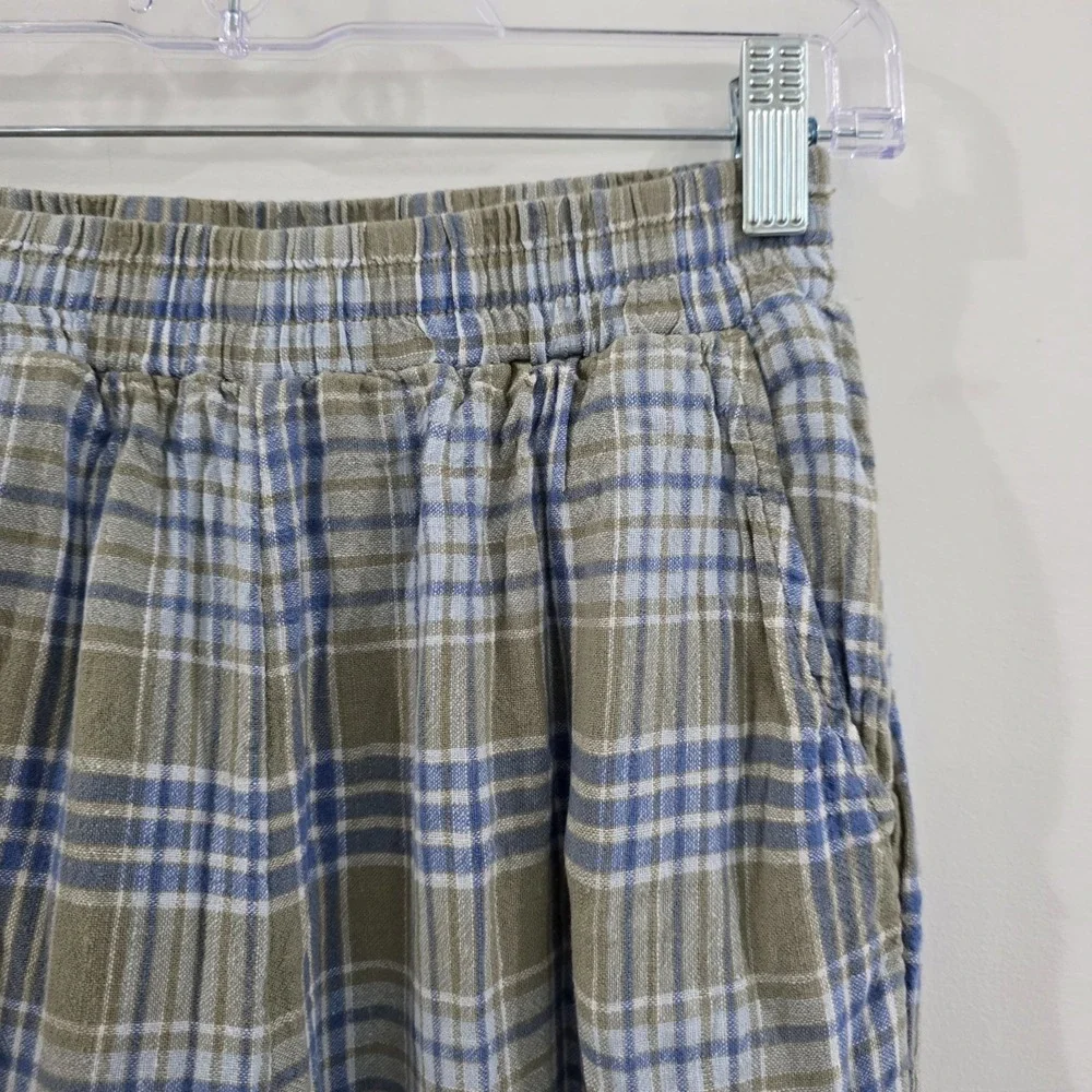 American Eagle Womens Pajama Pants Size Xs Plaid Thick Lined Cozy Linen Blend‎ - Picture 2 of 8